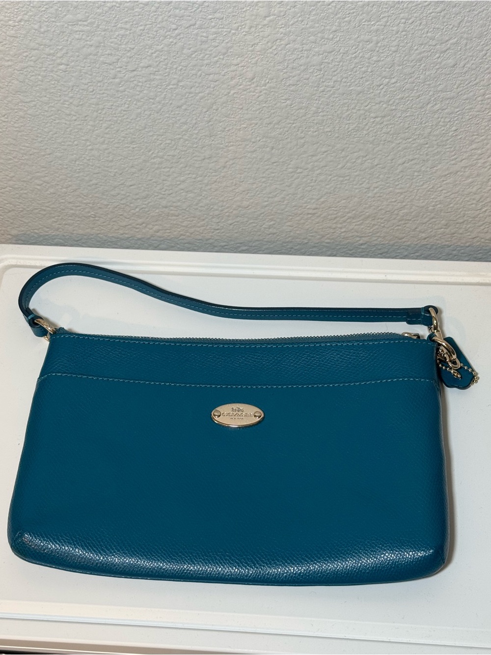 Coach Teal Leather Wristlet Clutch